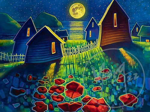 Moonlight and Poppies by Newfoundland artist Adam Young