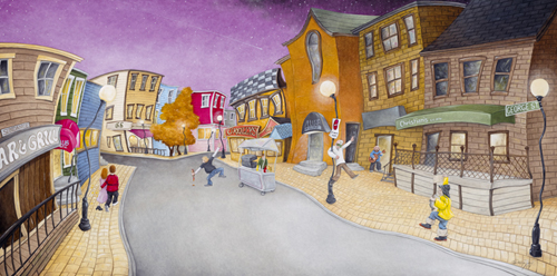 A Night on George Street by Newfoundland artist Dale Ryan