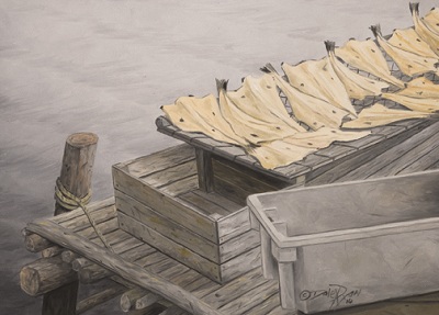 Drying Cod by Newfoundland artist Dale Ryan