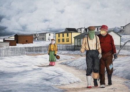 Mummers in Branch by Newfoundland artist Dale Ryan