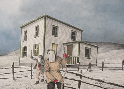 Mummers in the Lane by Newfoundland artist Dale Ryan