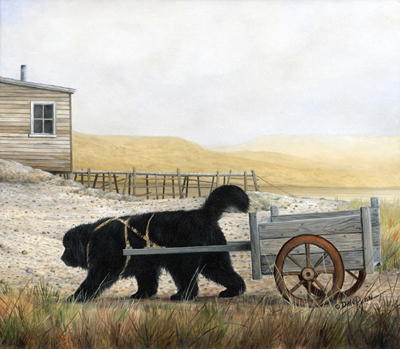 Newf with Cart by Newfoundland artist Dale Ryan