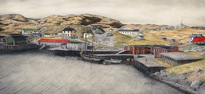 The Old Burin Boardwalk by Newfoundland artist Dale Ryan