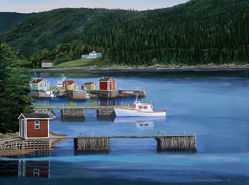 Quiet Outport Morning by Newfoundland artist Linda Reeves
