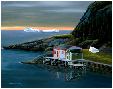 Sunrise in Quidi Vidi by Newfoundland artist Linda Reeves